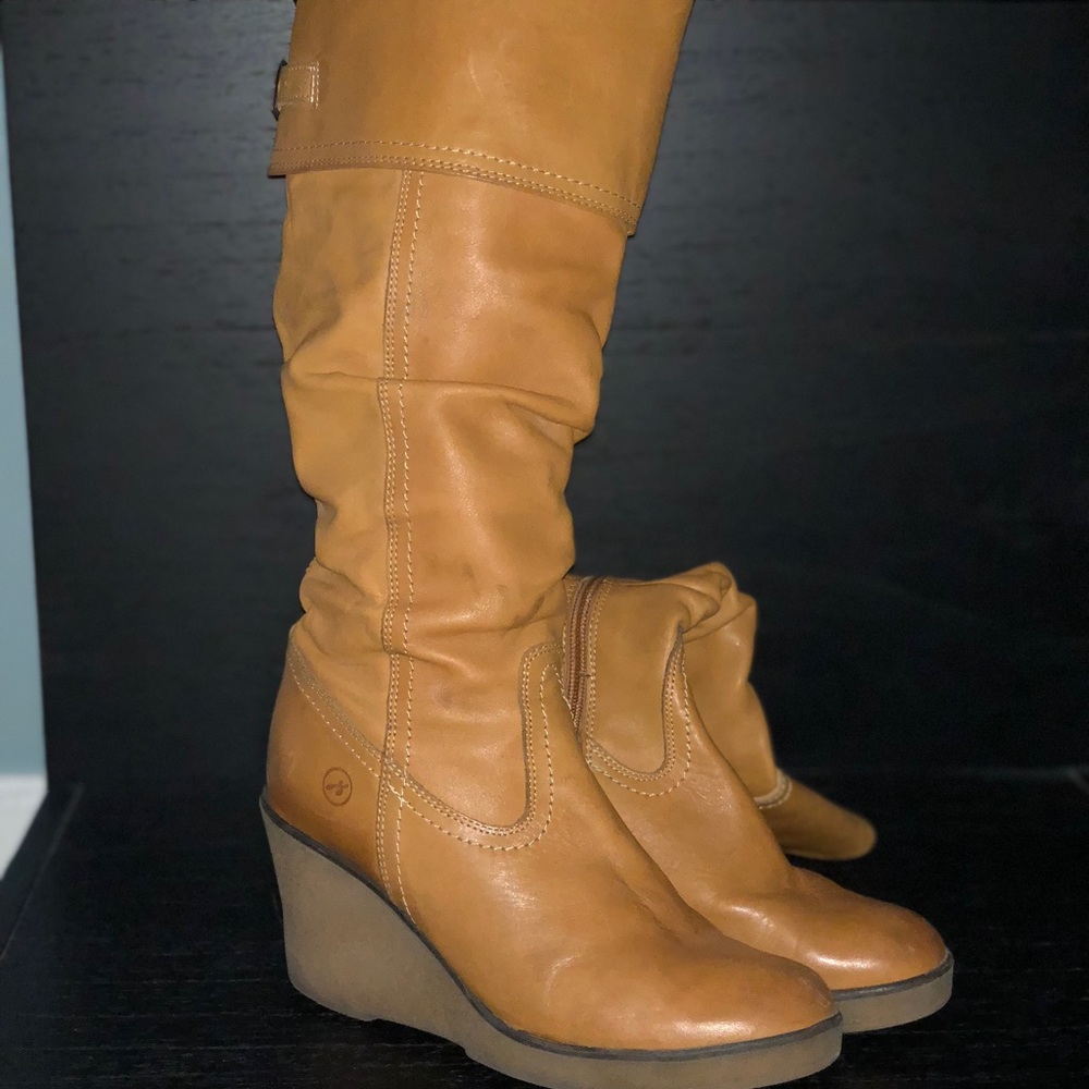 Bronx Soft Leather Gum Wedge Boots
